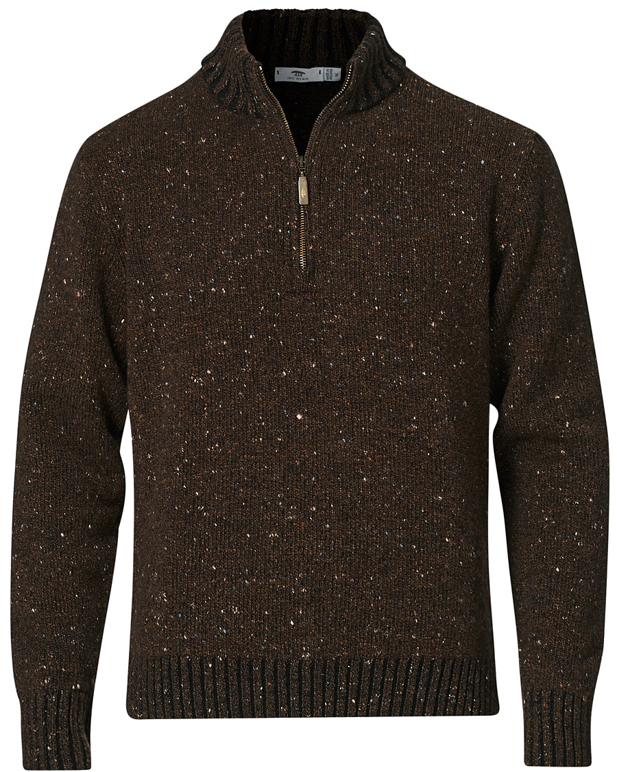 Herr | Tröjor | Inis Meáin | Wool/Cashmere Half Zip Brown
