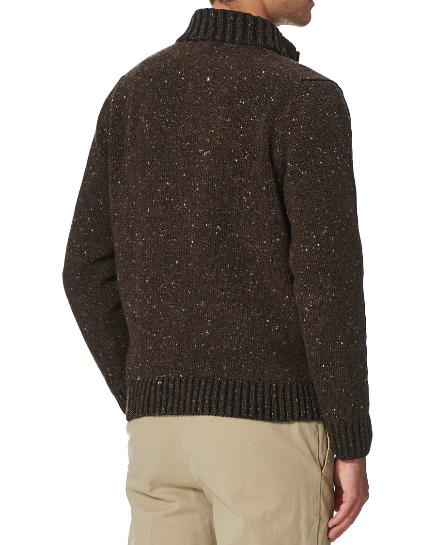 Herr | Tröjor | Inis Meáin | Wool/Cashmere Half Zip Brown