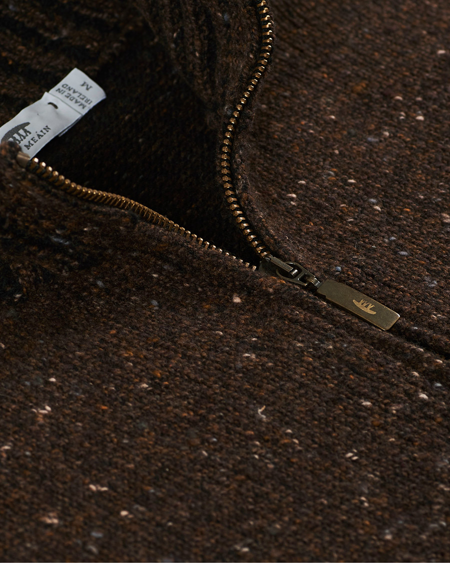 Herr | Tröjor | Inis Meáin | Wool/Cashmere Half Zip Brown