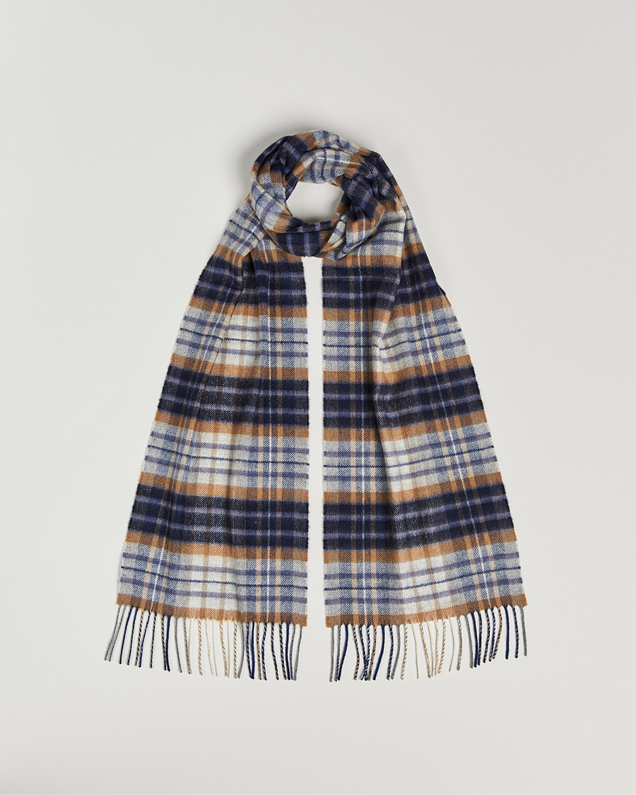 Herr | Johnstons of Elgin Cashmere Scarf Navy/Brown | Johnstons of Elgin | Cashmere Scarf Navy/Brown
