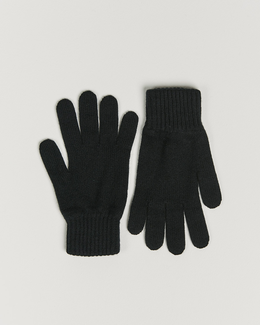 Herr | Johnstons of Elgin Knitted Cashmere Gloves Black | Johnstons of Elgin | Knitted Cashmere Gloves Black