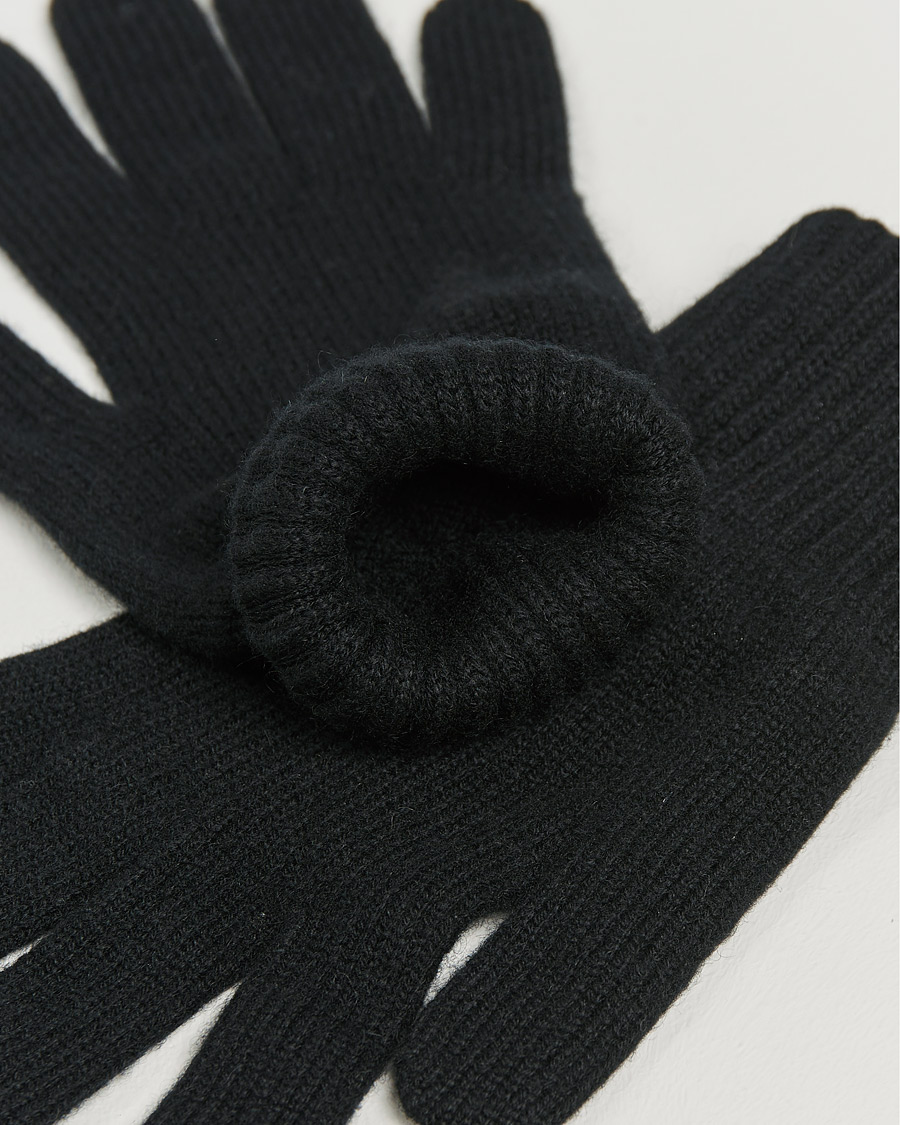 Herr | Till Konnässören | Johnstons of Elgin | Knitted Cashmere Gloves Black