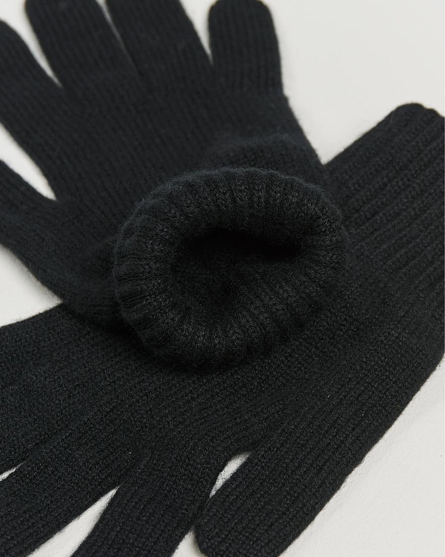 Herr | Johnstons of Elgin Knitted Cashmere Gloves Black | Johnstons of Elgin | Knitted Cashmere Gloves Black