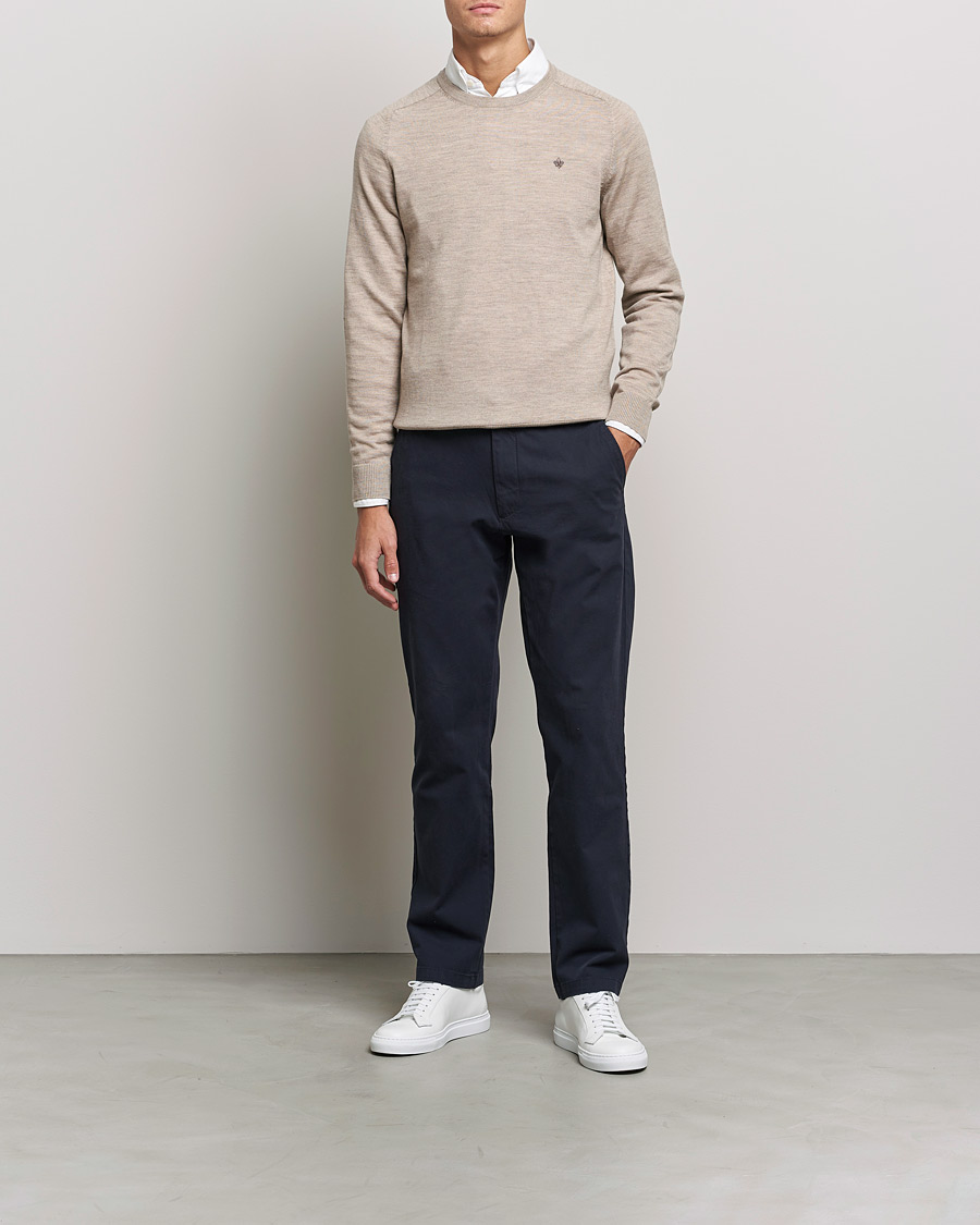 Herr | Tröjor | Morris | Merino O-Neck Khaki Melange