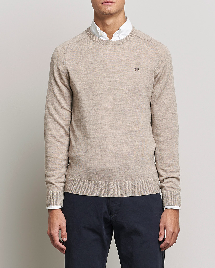 Herr | Wardrobe basics | Morris | Merino Crew Neck Pullover Khaki Melange