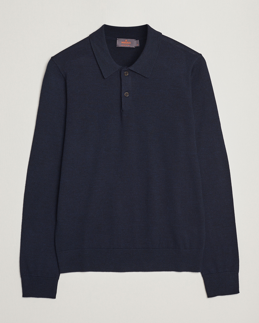 Herr | Tröjor | Morris | Merino Polo Knit Navy