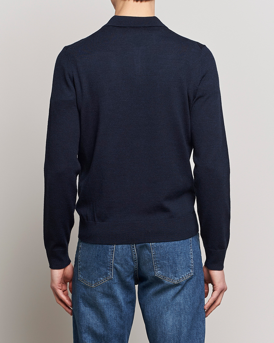 Herr | Tröjor | Morris | Merino Polo Knit Navy