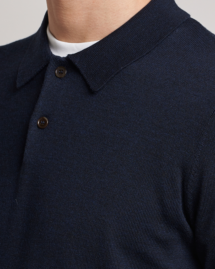 Herr | Tröjor | Morris | Merino Polo Knit Navy