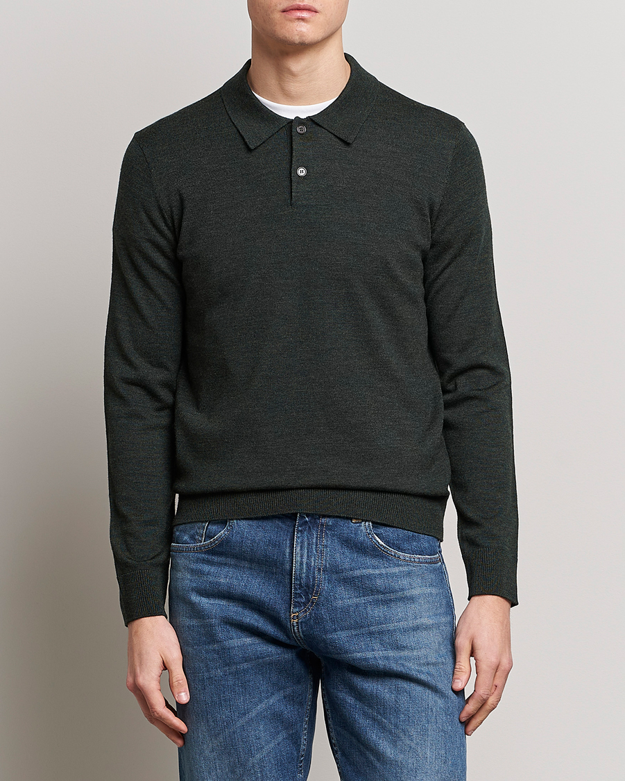 Herr | Morris | Morris | Merino Polo Knit Dark Green