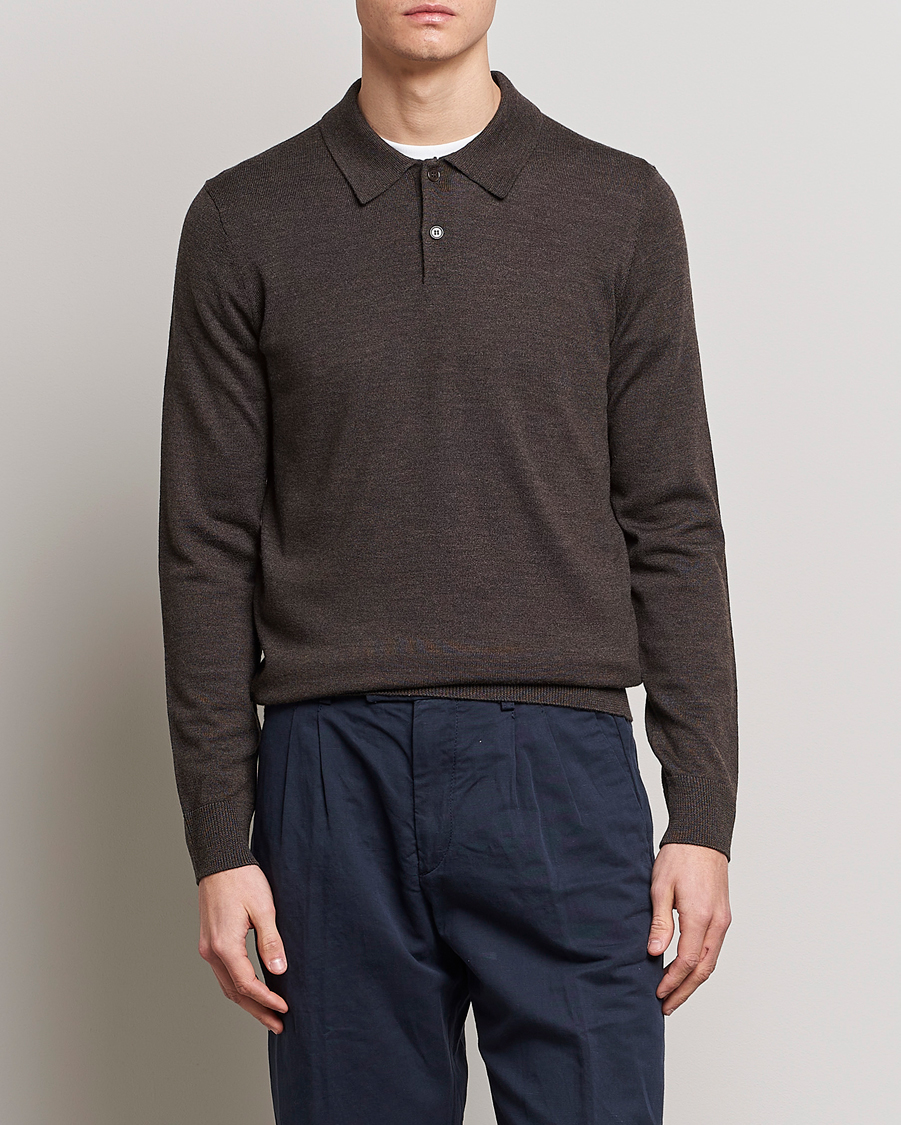 Herr | Tröjor | Morris | Merino Polo Knit Brown