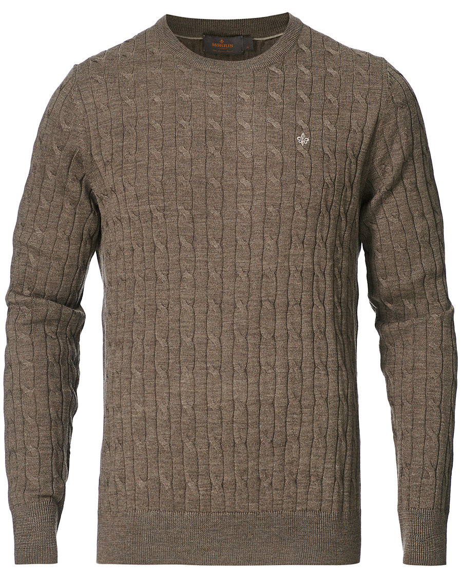 Herr | Tröjor | Morris | Merino Cable O-Neck Light Brown