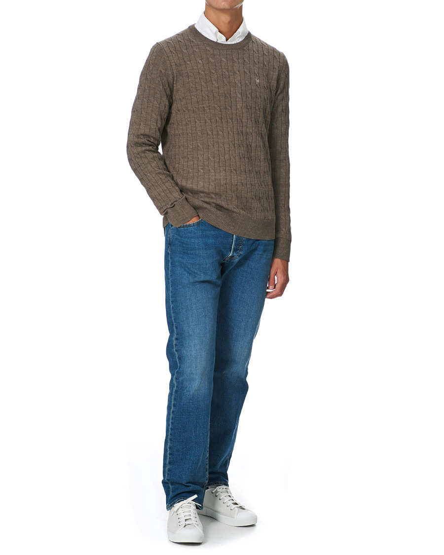 Herr | Tröjor | Morris | Merino Cable O-Neck Light Brown