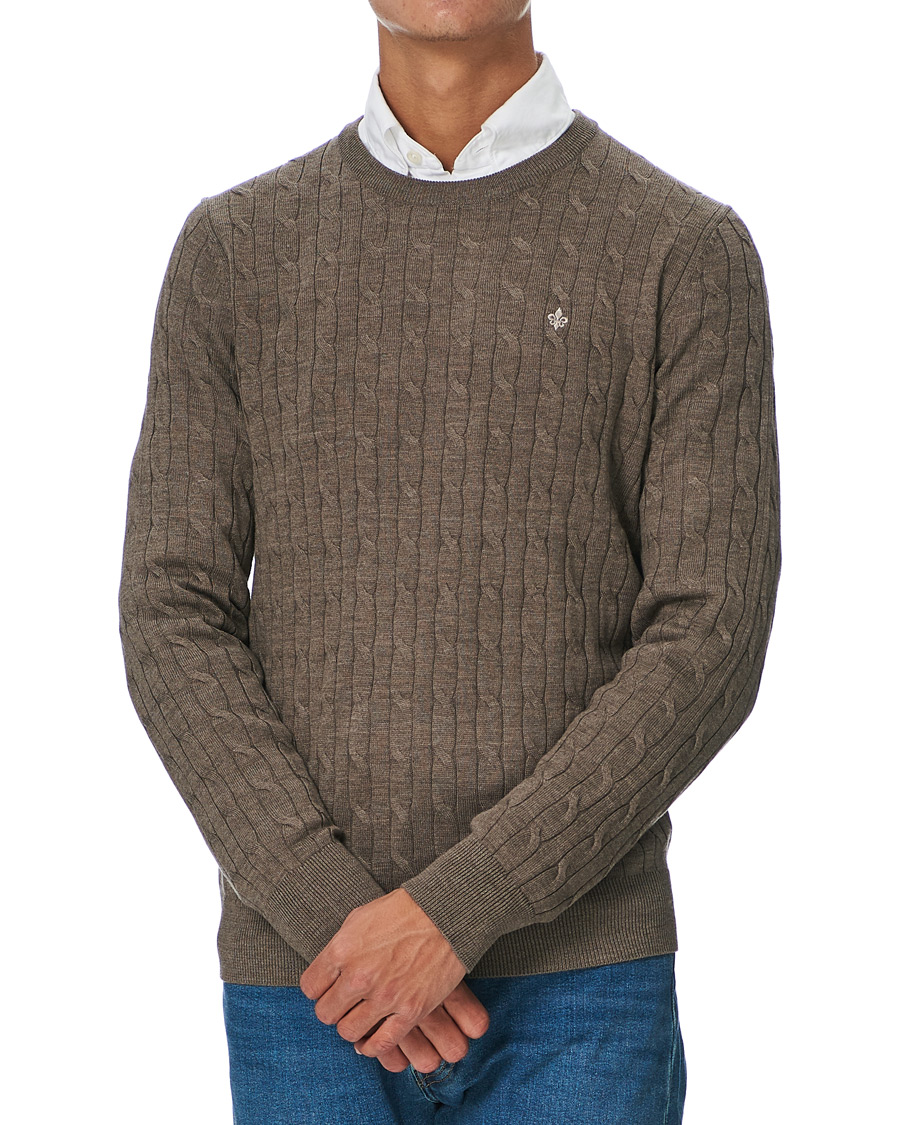 Herr | Tröjor | Morris | Merino Cable O-Neck Light Brown
