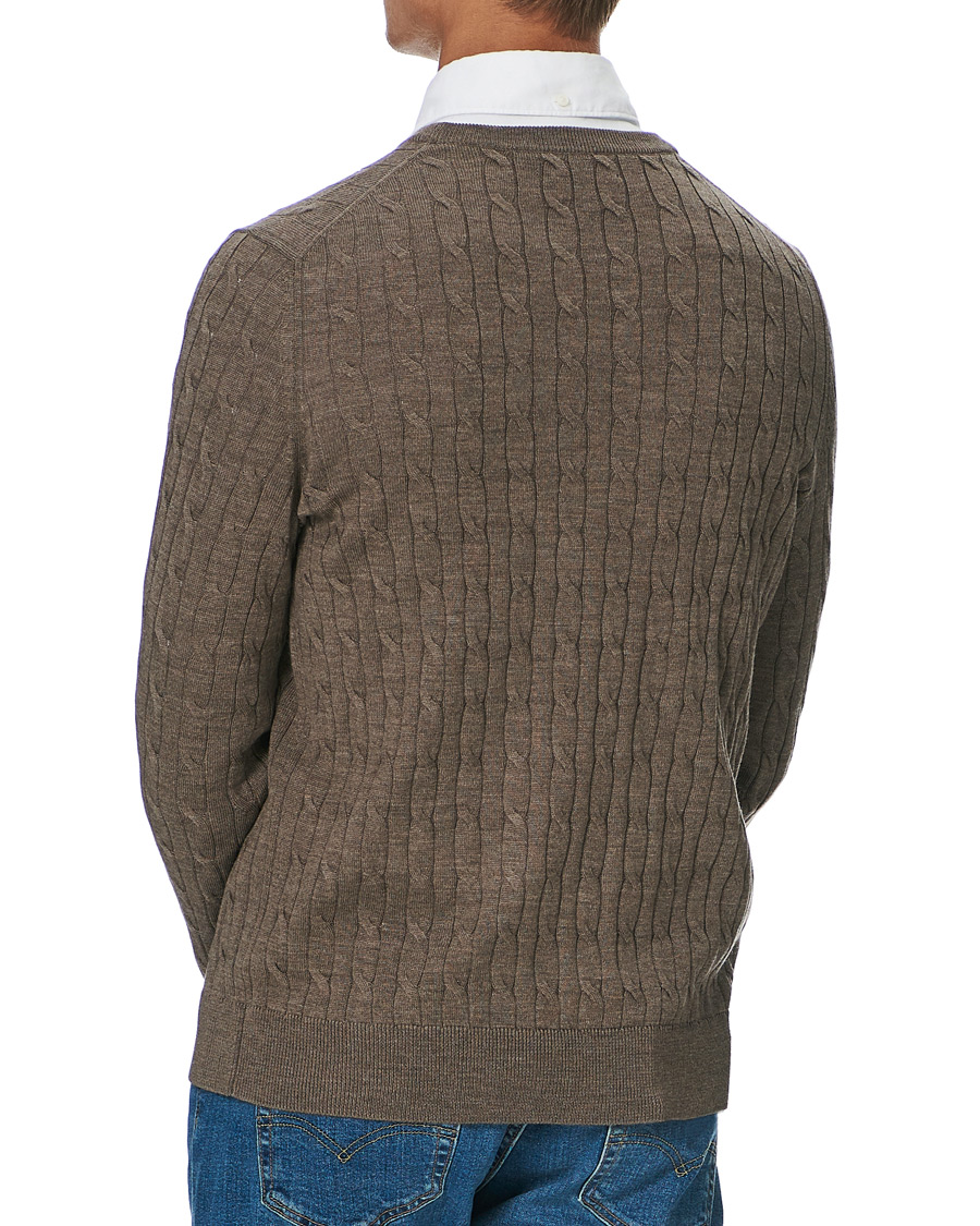 Herr | Tröjor | Morris | Merino Cable O-Neck Light Brown