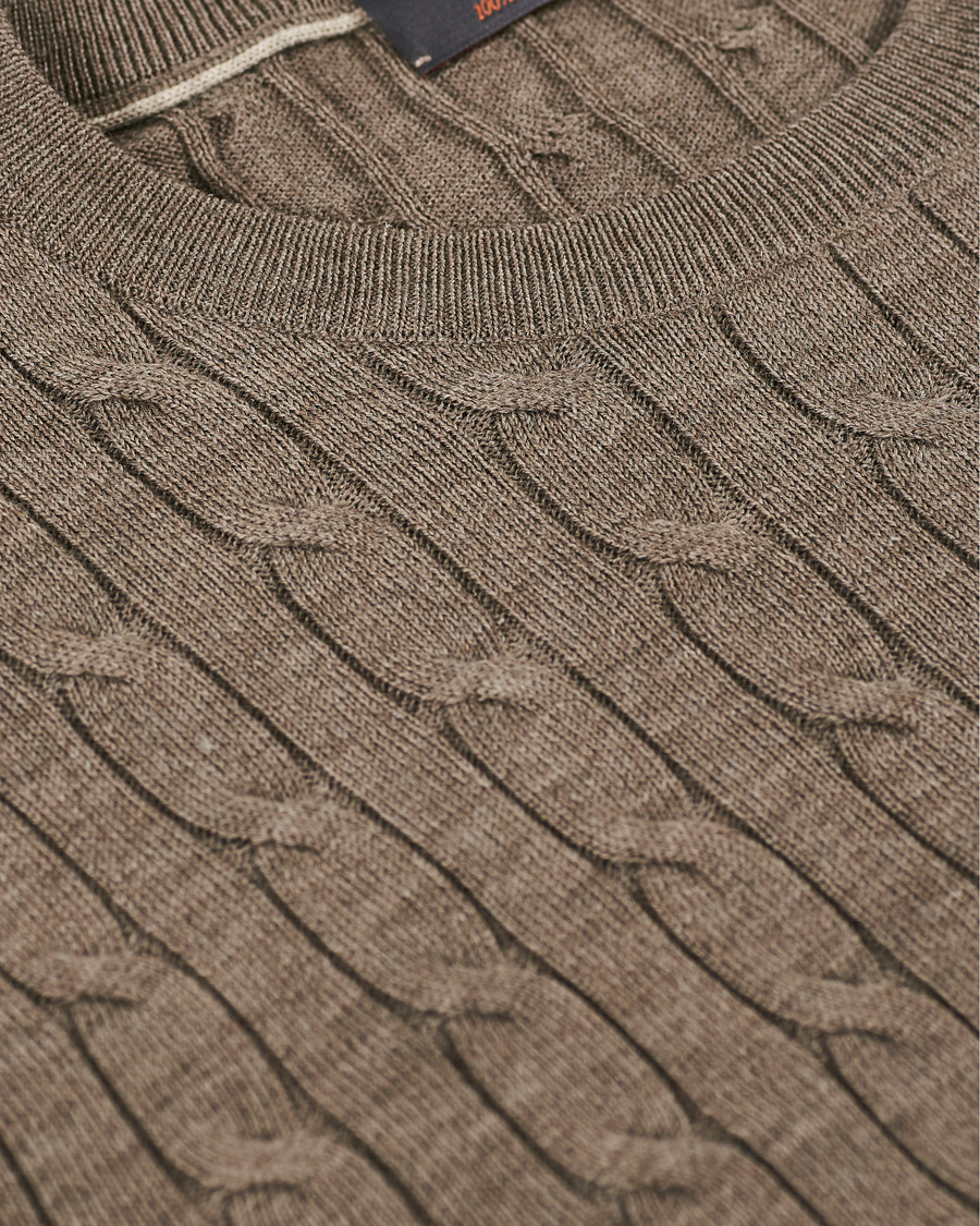 Herr | Tröjor | Morris | Merino Cable O-Neck Light Brown