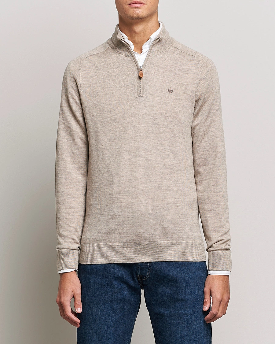 Herr | Morris | Morris | John Merino Half Zip Khaki Melange