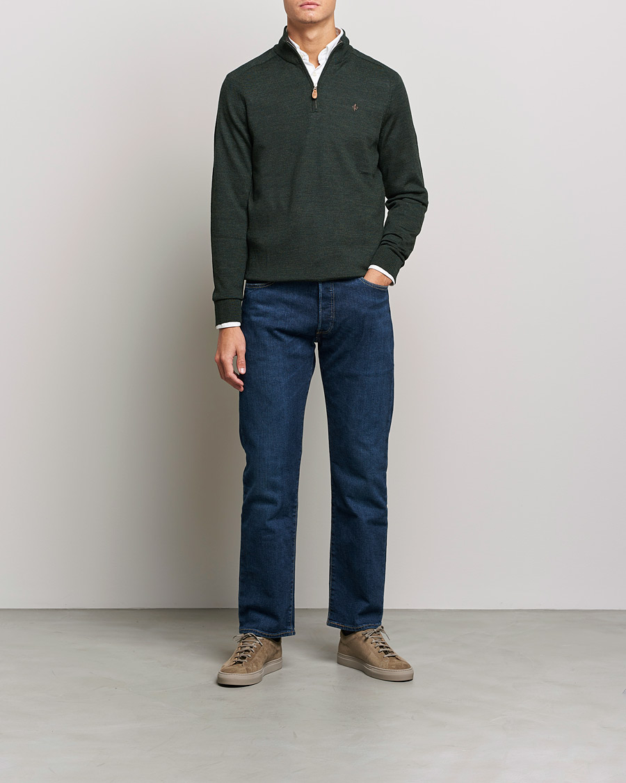 Herr | Tröjor | Morris | John Merino Half Zip Olive