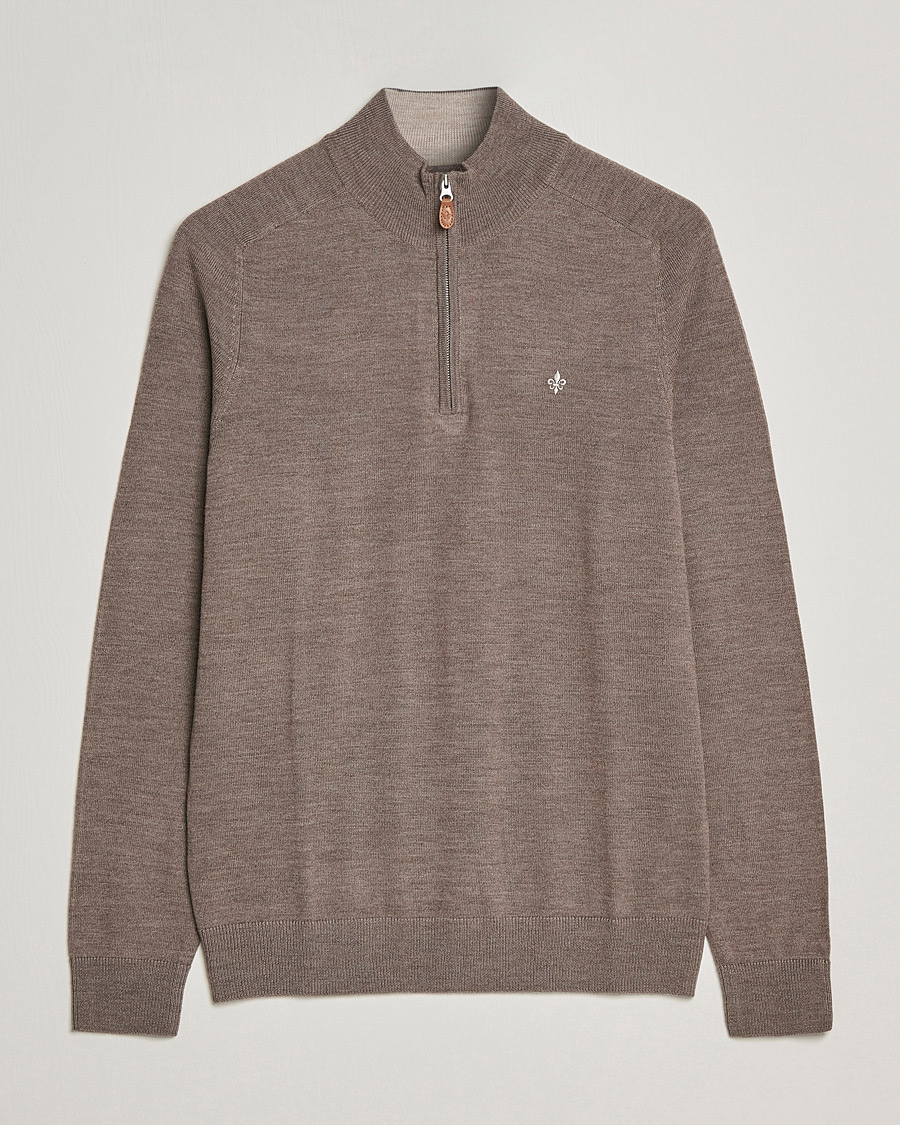 Herr | | Morris | John Merino Half Zip Light Brown