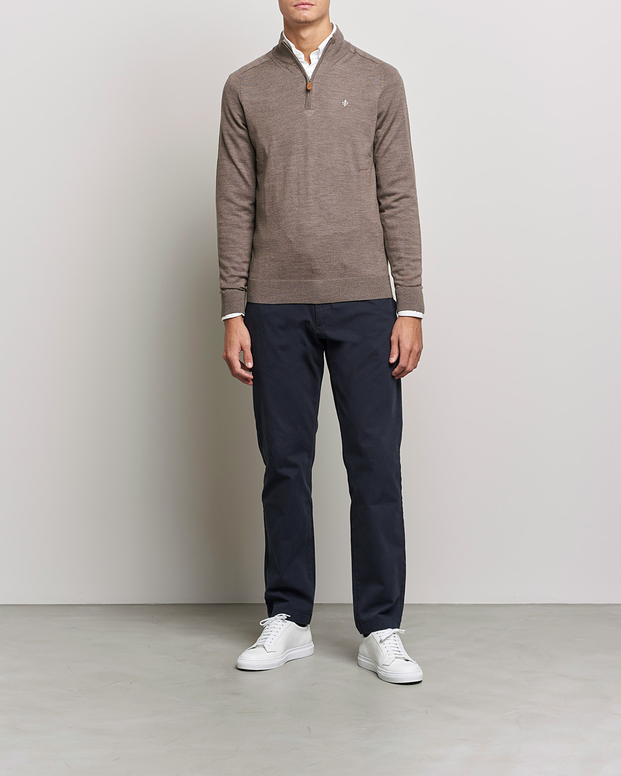 Herr | Tröjor | Morris | John Merino Half Zip Light Brown