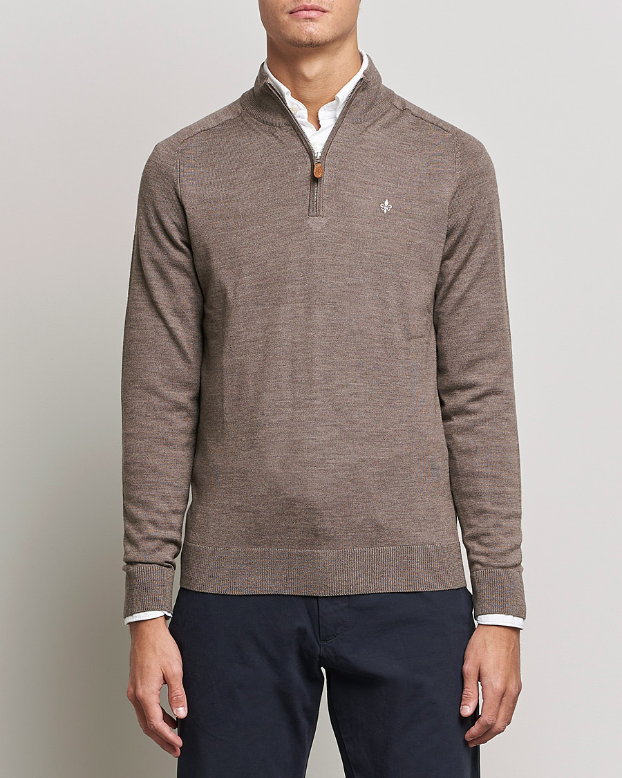 Herr | Avdelningar | Morris | John Merino Half Zip Light Brown