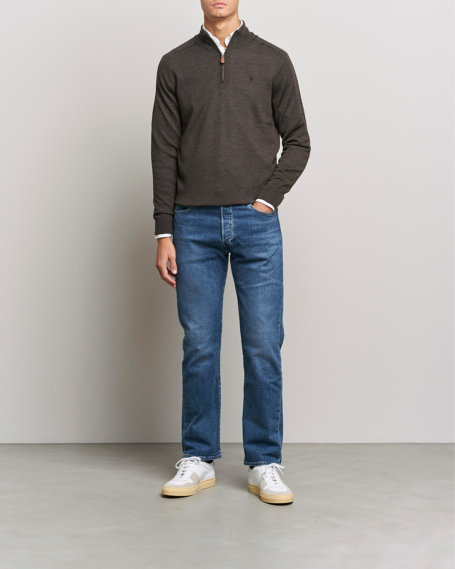 Herr | Tröjor | Morris | John Merino Half Zip Dark Brown