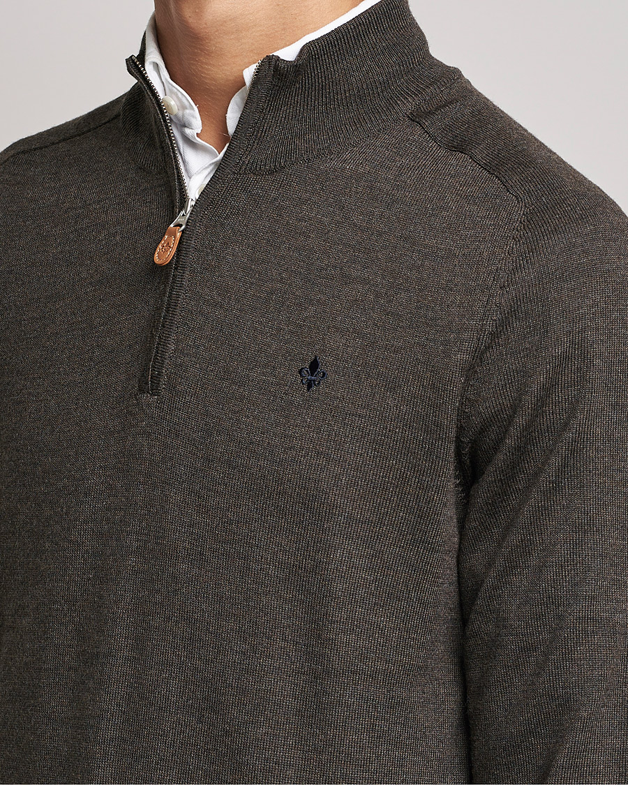 Herr | Tröjor | Morris | John Merino Half Zip Dark Brown