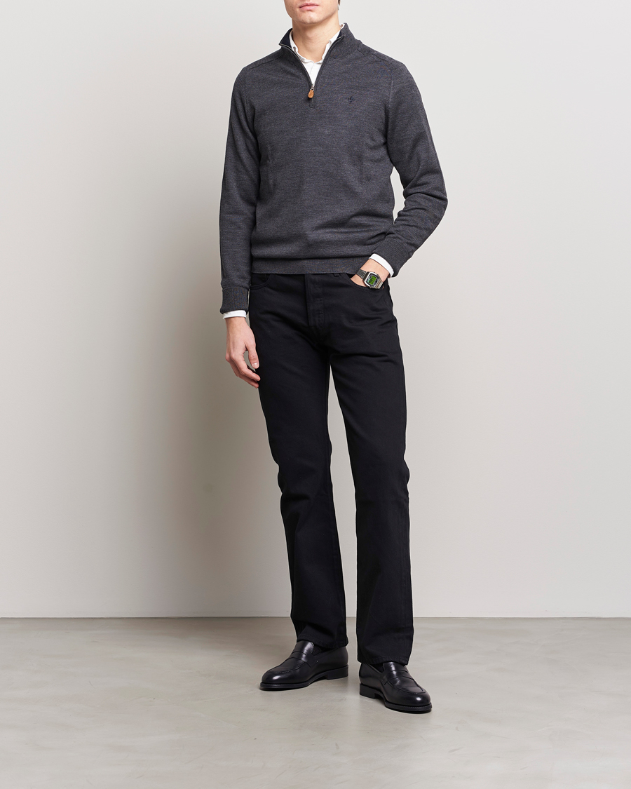 Herr | Tröjor | Morris | John Merino Half Zip Dark Grey