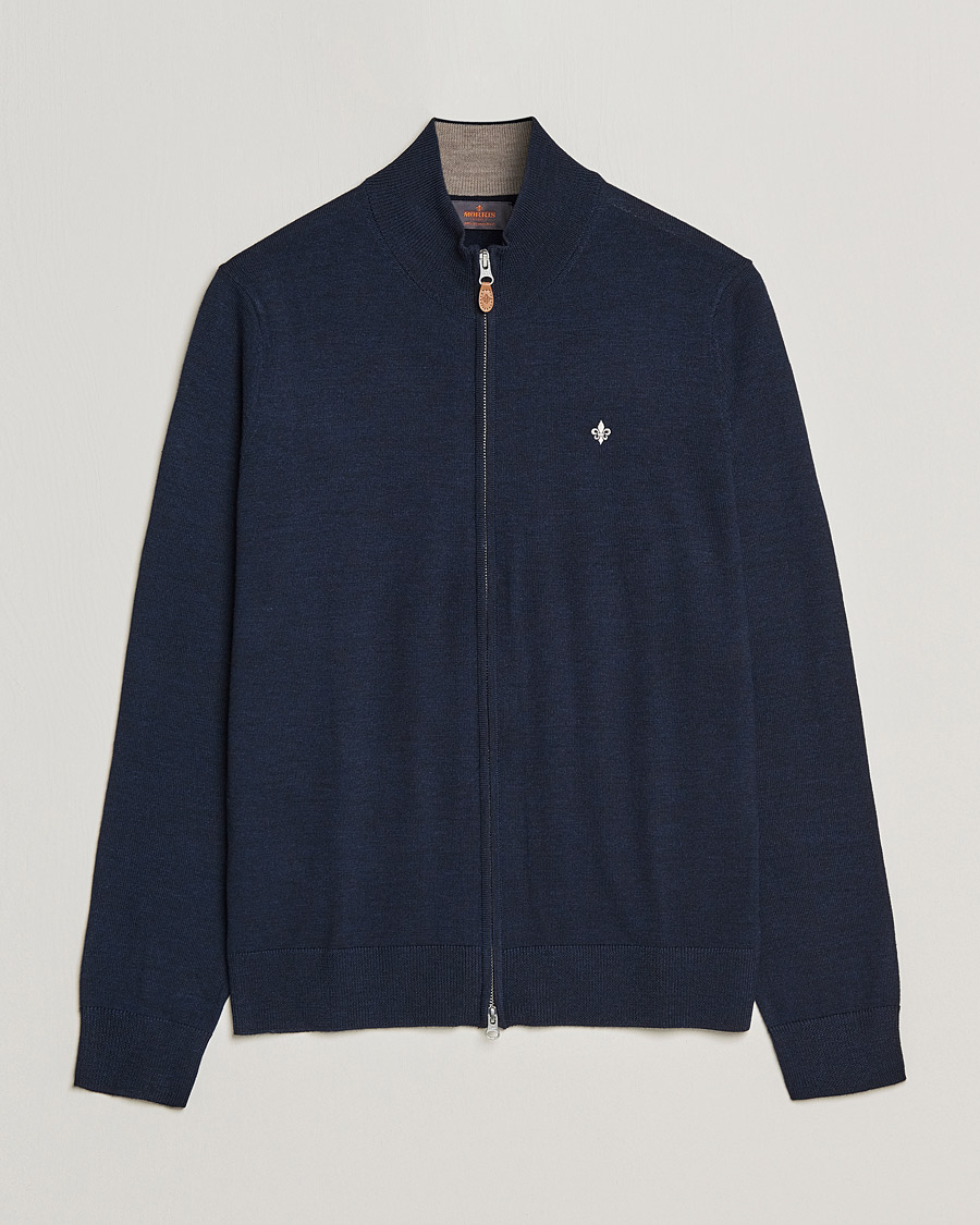 Herr | Tröjor | Morris | Merino Zip Cardigan Navy