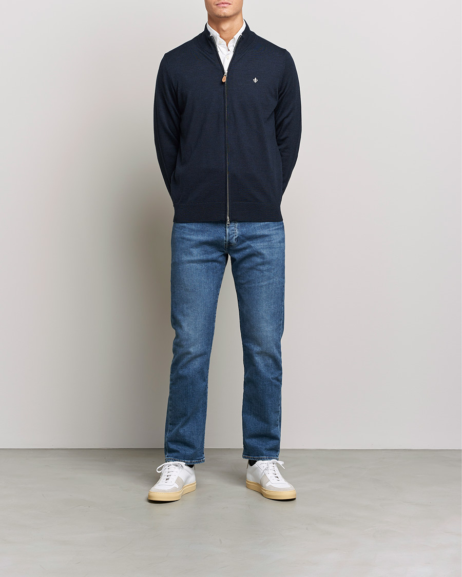 Herr | Tröjor | Morris | Merino Zip Cardigan Navy