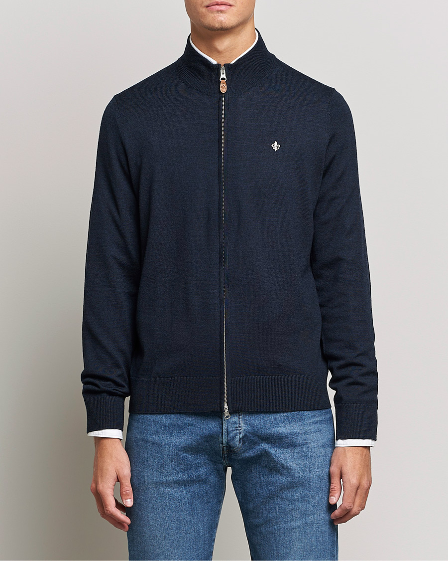 Herr | Full-zip | Morris | Merino Full Zip Cardigan Navy