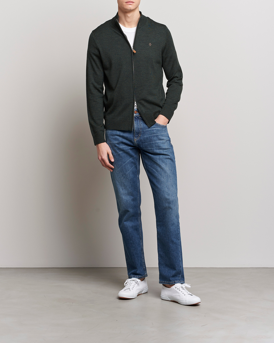 Herr | Tröjor | Morris | Merino Full Zip Cardigan Olive