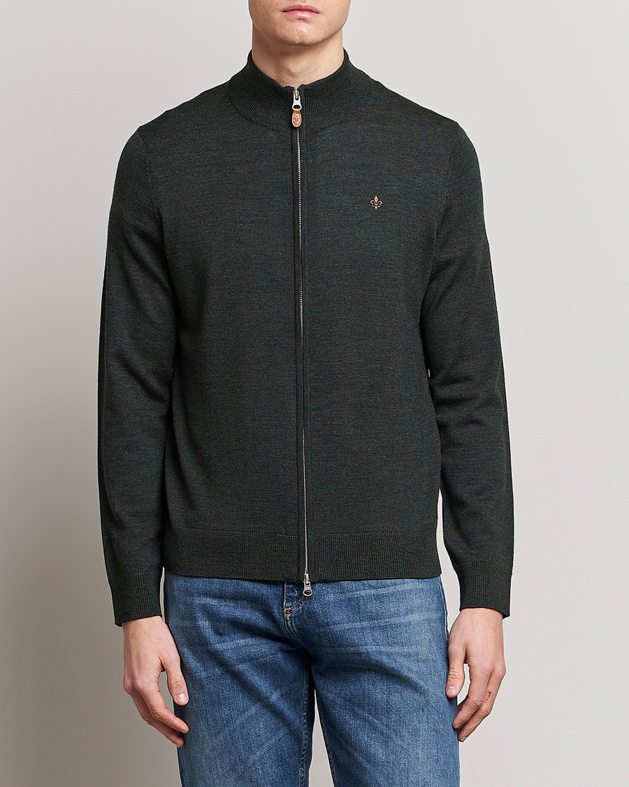 Herr | Tröjor | Morris | Merino Full Zip Cardigan Olive