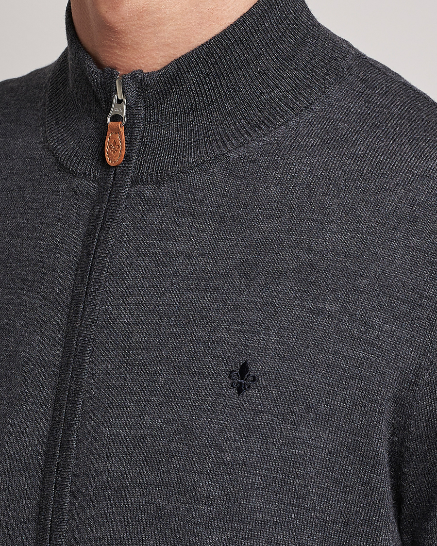 Herr | Tröjor | Morris | Merino Full Zip Cardigan Dark Grey