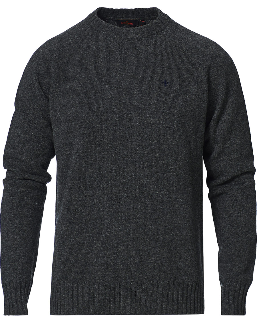 Herr | Tröjor | Morris | Lambswool Knitted Crew Neck Dark Grey