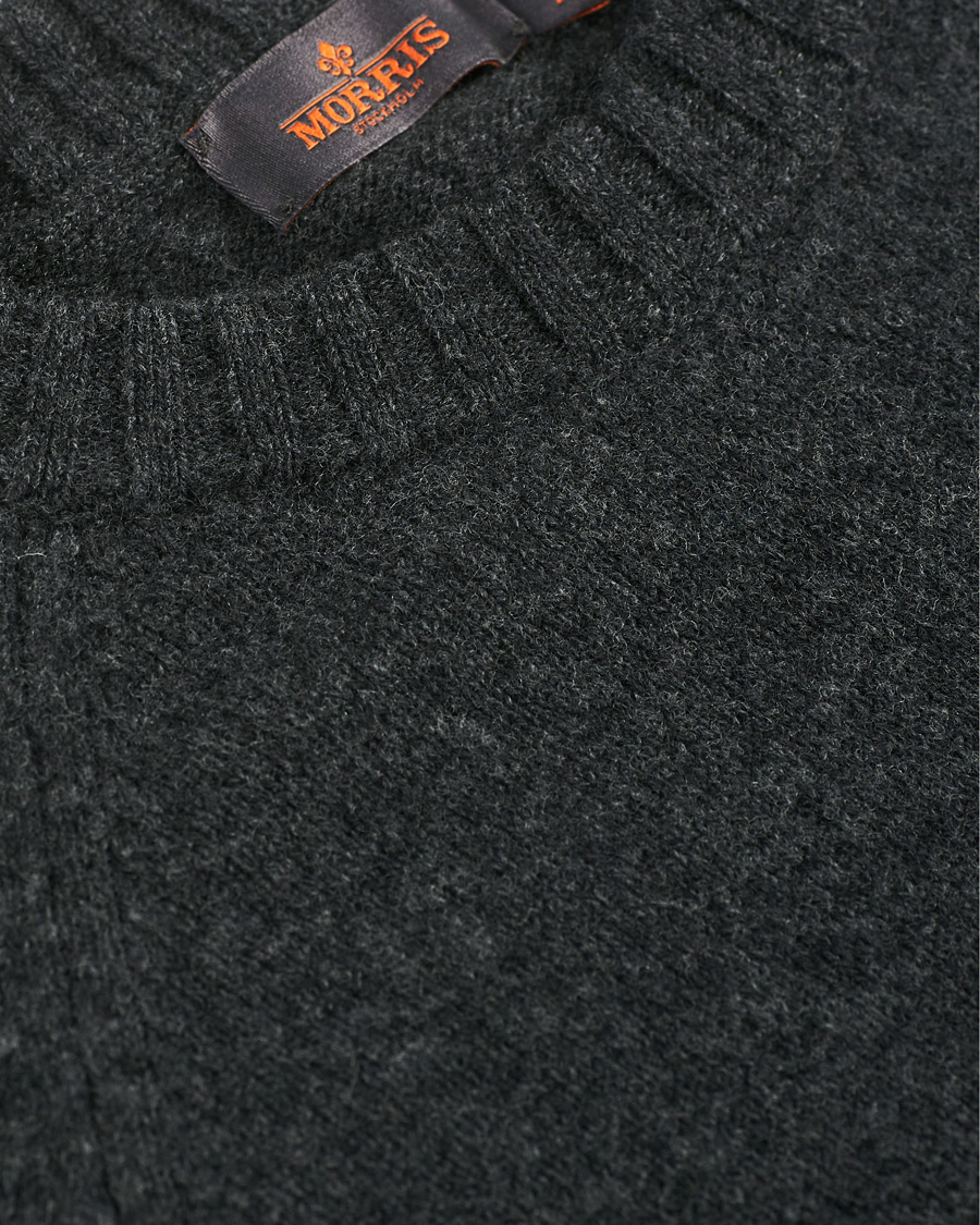 Herr | Tröjor | Morris | Lambswool Knitted Crew Neck Dark Grey