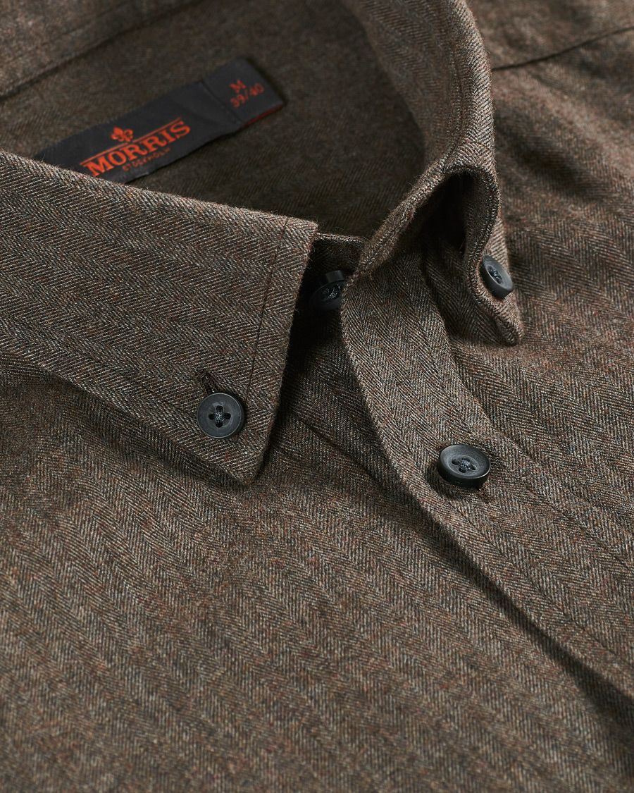 Herr | Skjortor | Morris | Watts Flannel Button Down Shirt Brown
