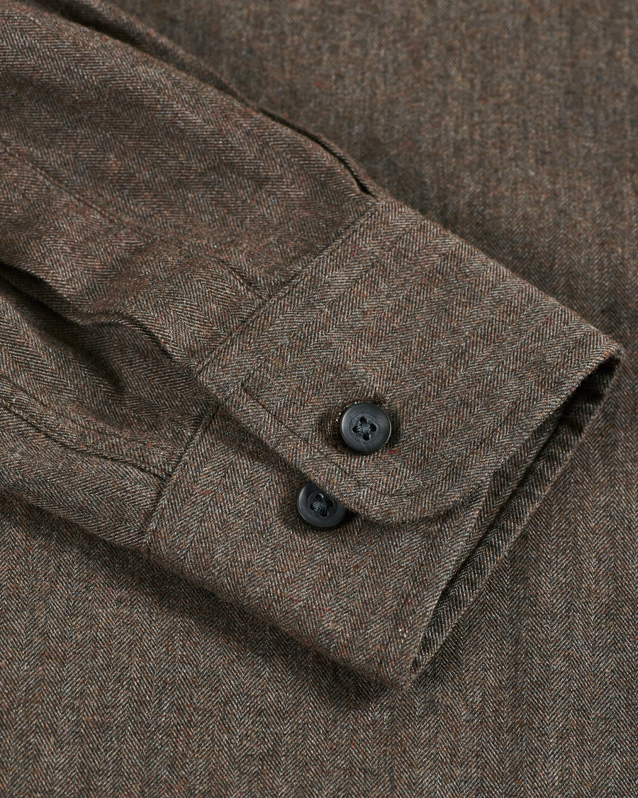 Herr | Skjortor | Morris | Watts Flannel Button Down Shirt Brown