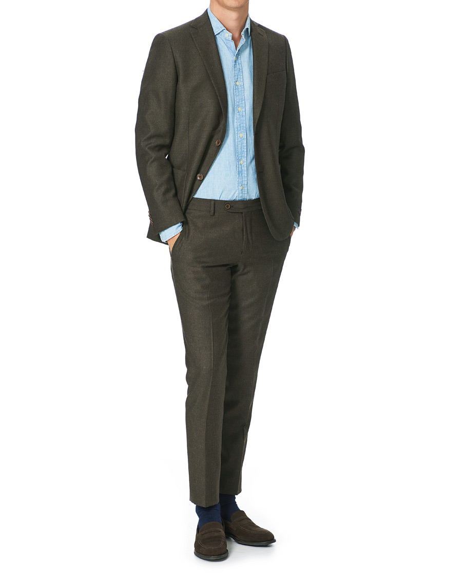 Herr | Byxor | Morris | Rodney Flannel Trousers Brown