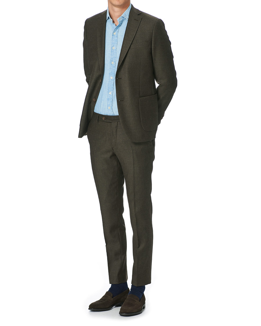 Herr | Kavajer | Morris | Archie Flannel Suit Blazer Brown