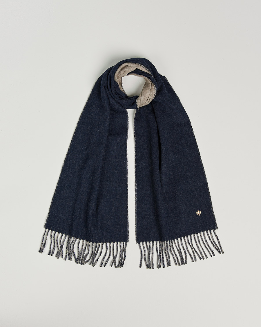 Herr | Morris Double Face Wool Scarf Navy/Beige | Morris | Double Face Wool Scarf Navy/Beige