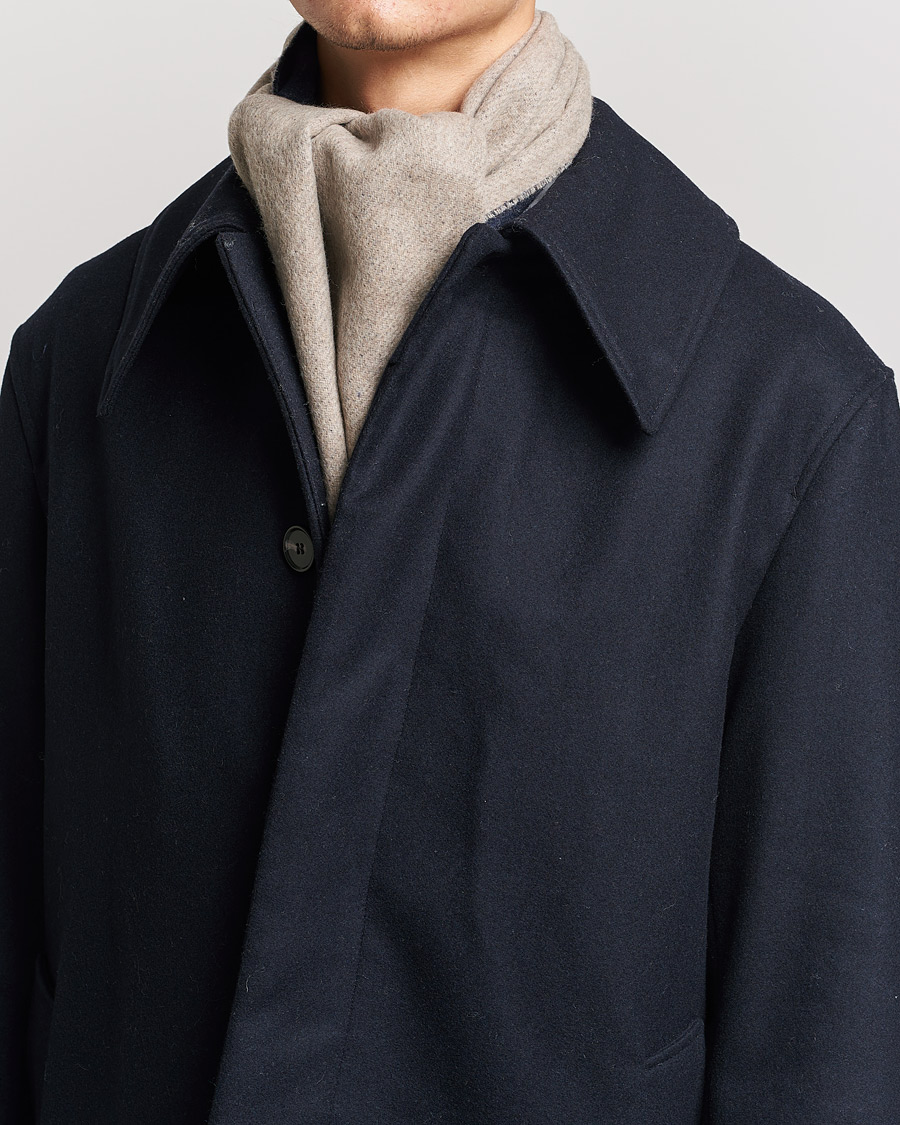 Herr | Morris Double Face Wool Scarf Navy/Beige | Morris | Double Face Wool Scarf Navy/Beige
