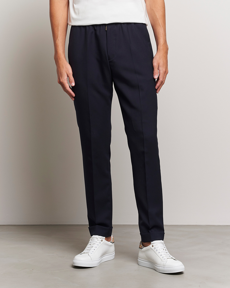 Herr | | Paul Smith | Drawstring Elastic Wool Pant Navy