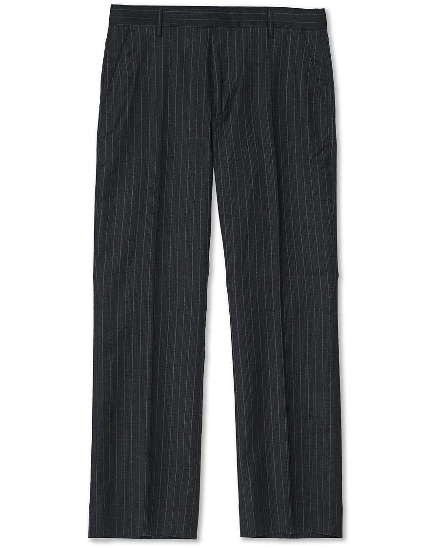 Herr | Byxor | Sunflower | Mac Pinstripe Wool Trousers Charcoal