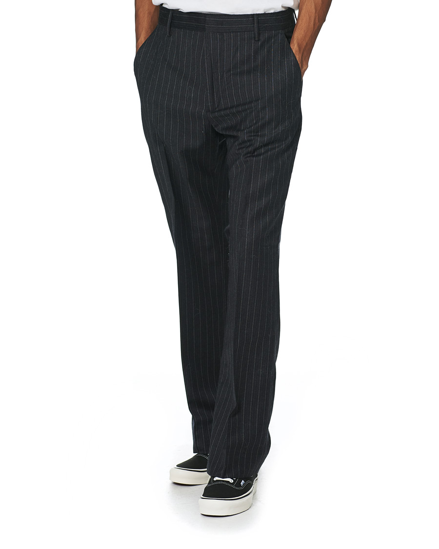 Herr | Byxor | Sunflower | Mac Pinstripe Wool Trousers Charcoal