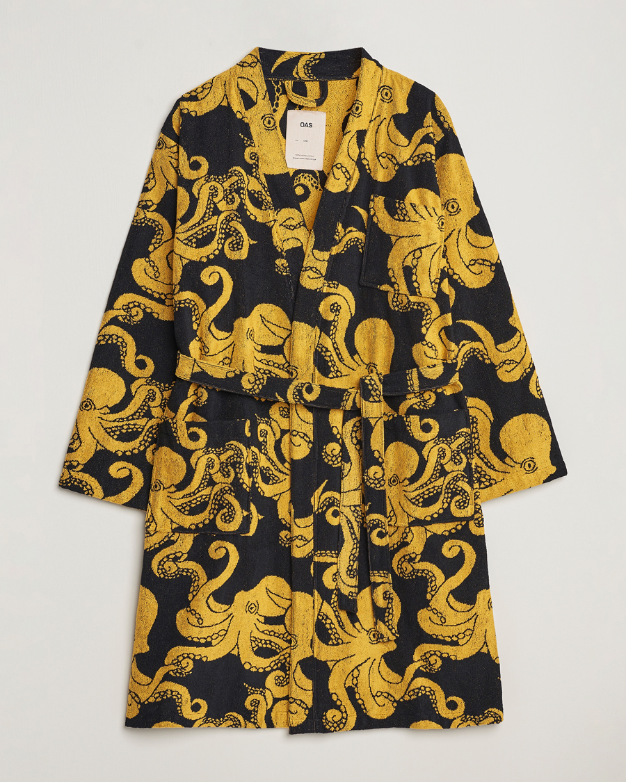 Herr | Pyjamas & Morgonrockar | OAS | Terry Robe Black Octo