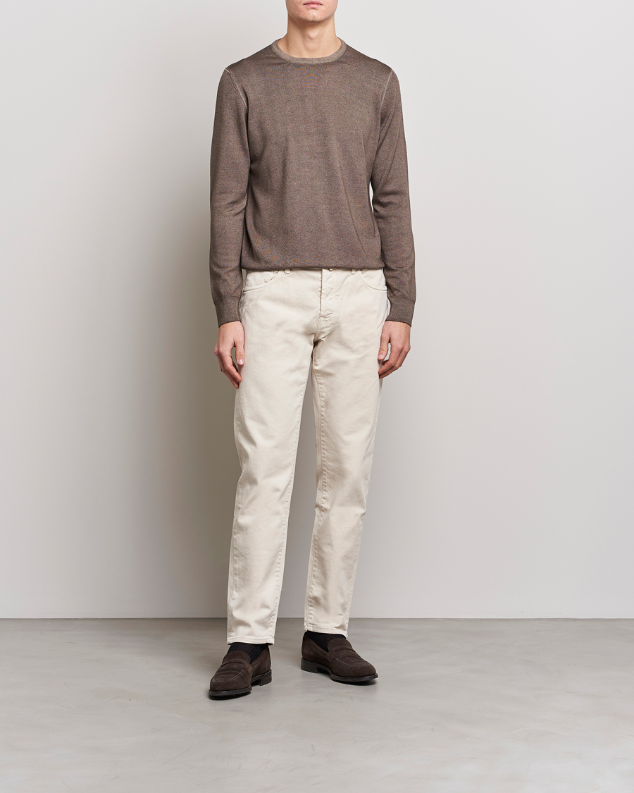 Herr | Tröjor | Gran Sasso | Vintage Merino Fashion Fit Crew Neck Pullover Beige