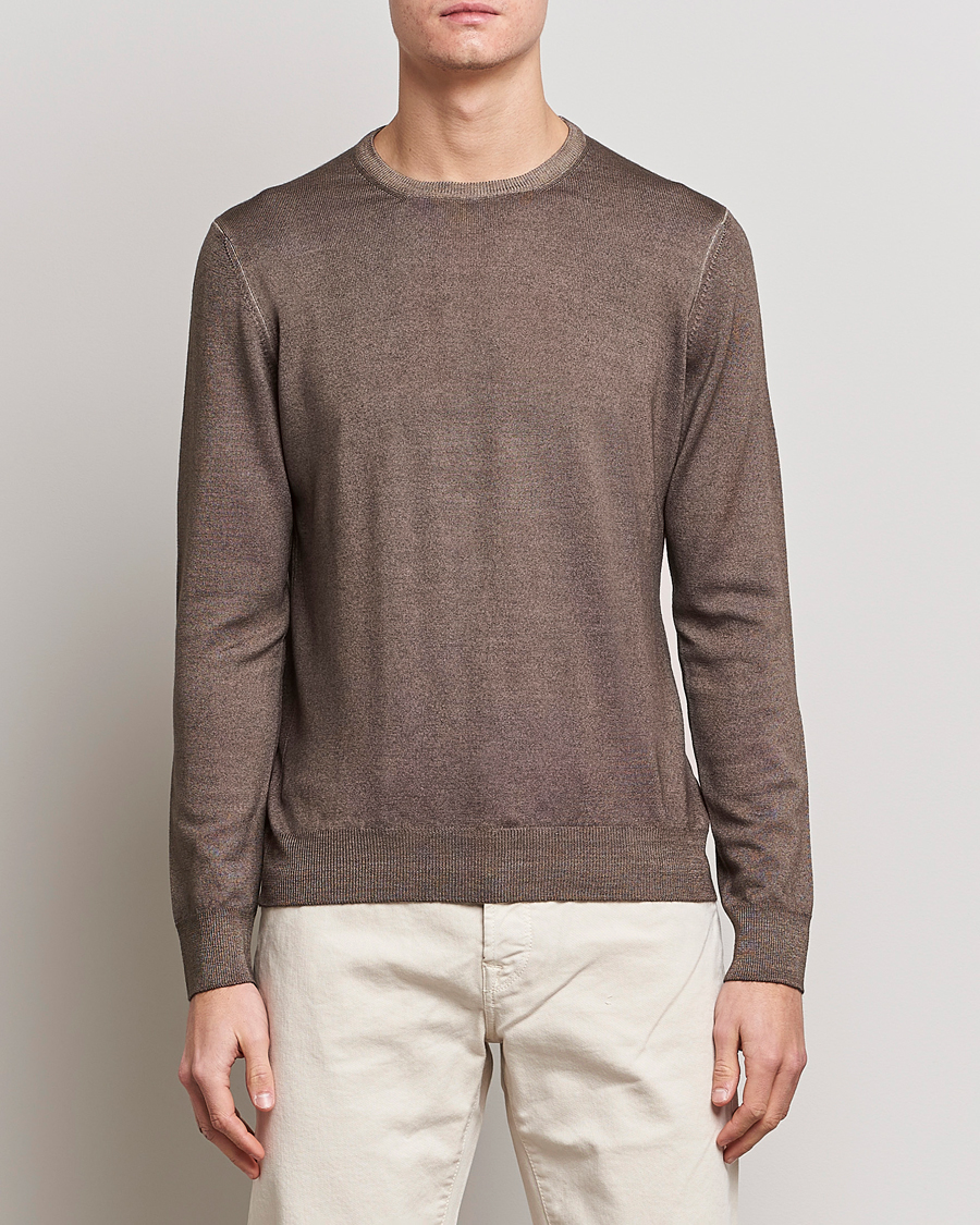 Herr | Tröjor | Gran Sasso | Vintage Merino Fashion Fit Crew Neck Pullover Beige