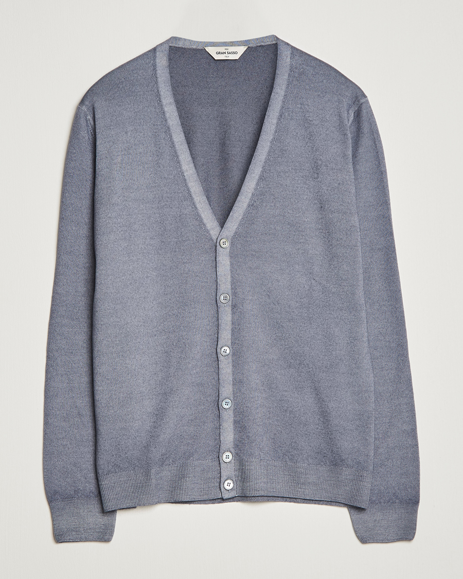 Herr | Tröjor | Gran Sasso | Vintage Merino Fashion Fit Cardigan Light Grey