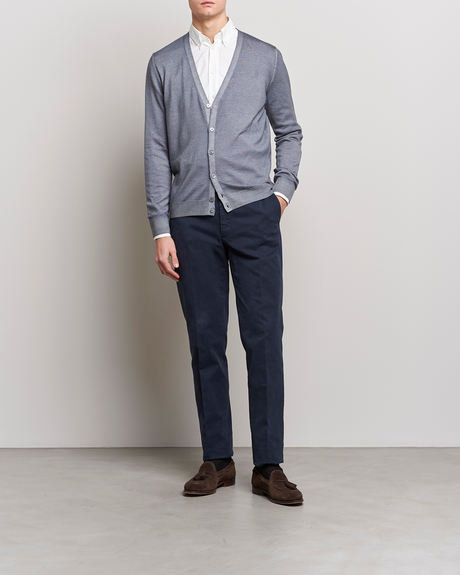 Herr | Tröjor | Gran Sasso | Vintage Merino Fashion Fit Cardigan Light Grey