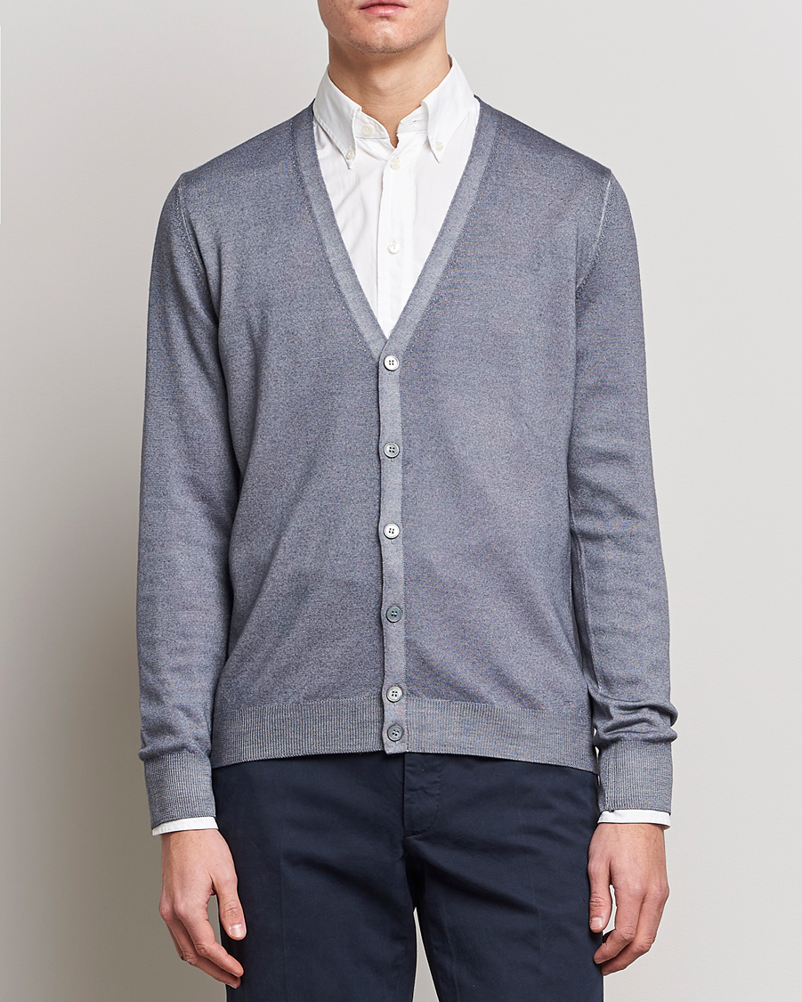 Herr | Tröjor | Gran Sasso | Vintage Merino Fashion Fit Cardigan Light Grey